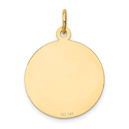 14k Polished and Satin Solid MY CONFIRMATION with Dove Round Disc Pendant