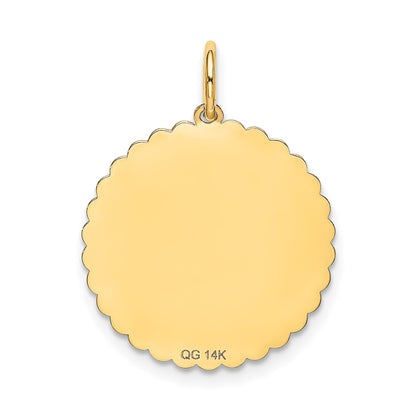 14k SWEET 16 Engravable 18mm Disc Charm