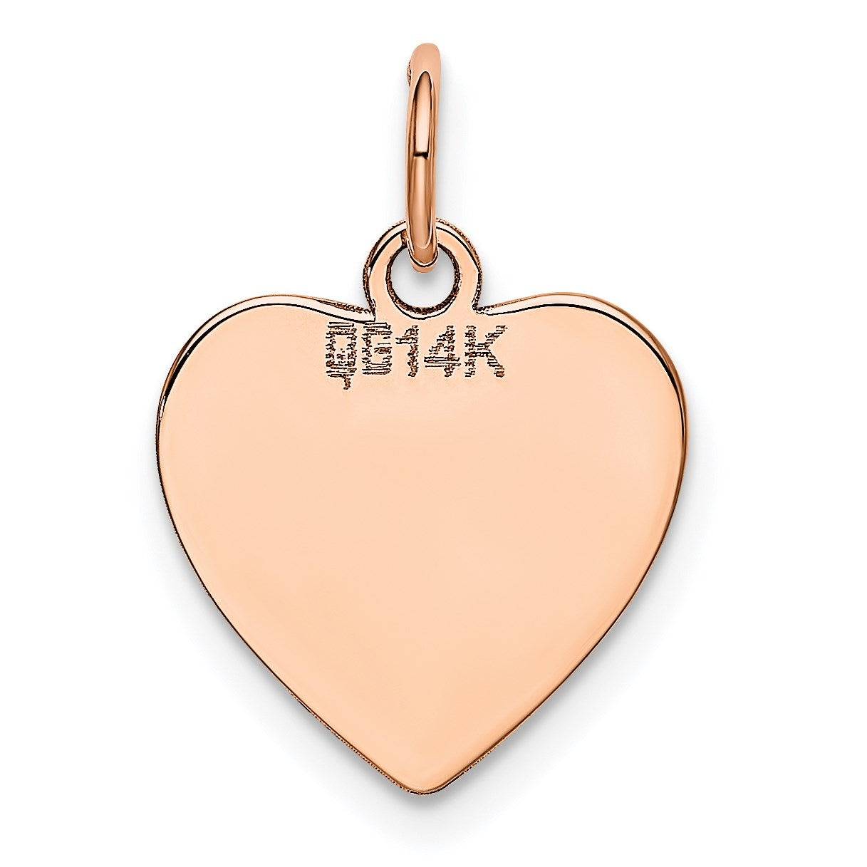 14K Rose Gold Polished Engravable 13mm Heart Disc Pendant