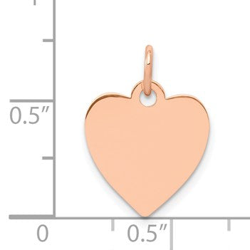 14K Rose Gold Polished Engravable 13mm Heart Disc Pendant