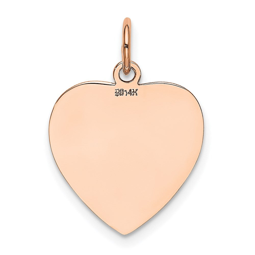 14K Rose Polished Heart Shaped Disc Pendant