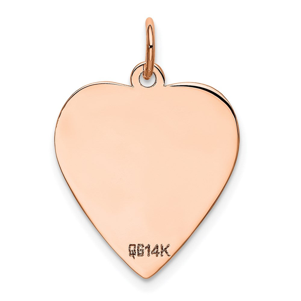 14K Rose Polished Heart Shaped Disc Pendant