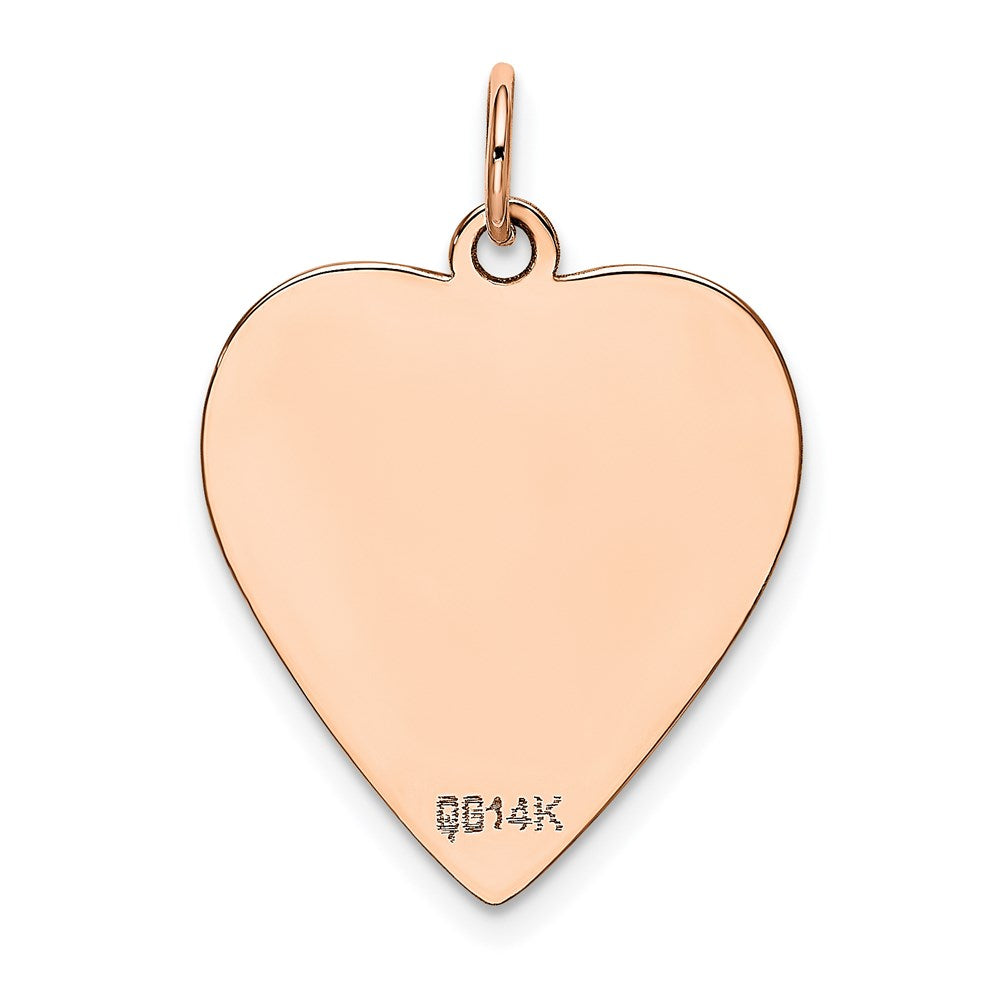 14K Rose Polished Heart Shaped Disc Pendant