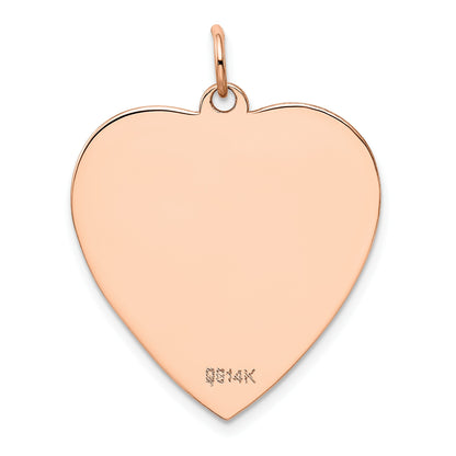 14K Rose Gold Polished Engravable 25mm Heart Disc Pendant