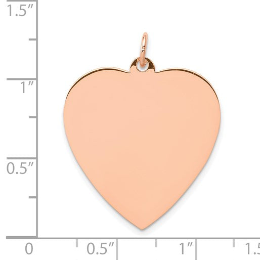 14K Rose Gold Polished Engravable 25mm Heart Disc Pendant