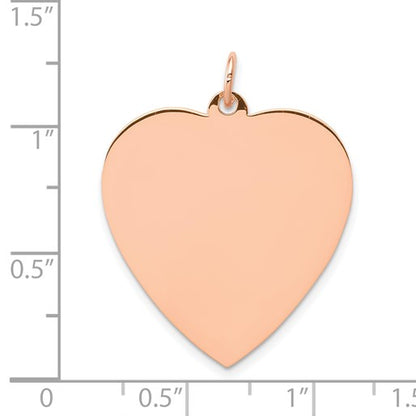14K Rose Gold Polished Engravable 25mm Heart Disc Pendant