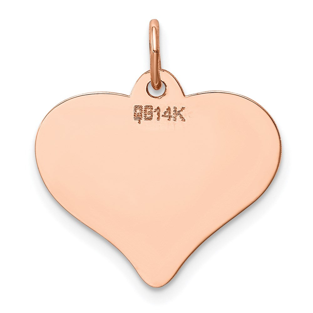 14K Rose Polished Heart Shaped Disc Pendant