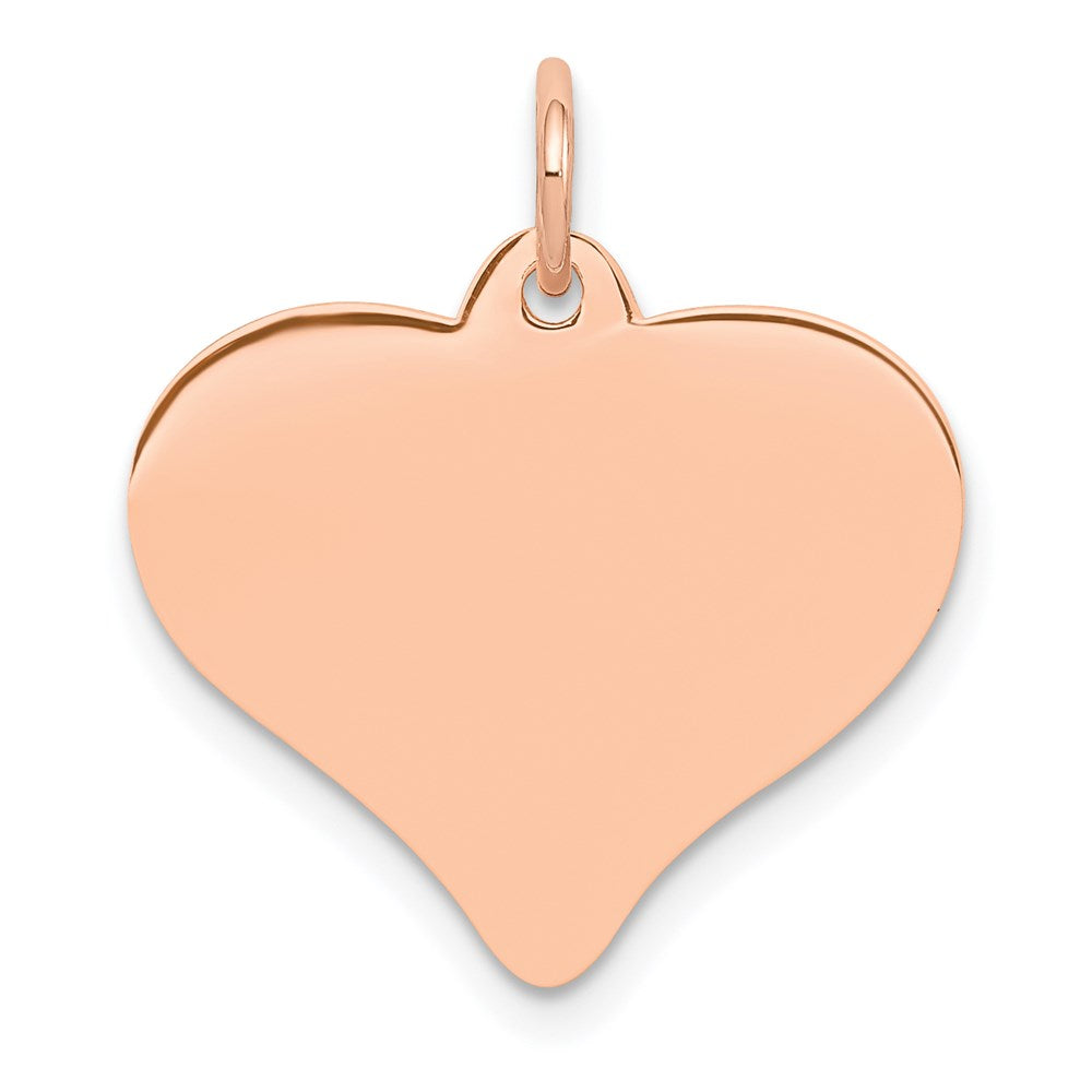 14K Rose Polished Heart Shaped Disc Pendant