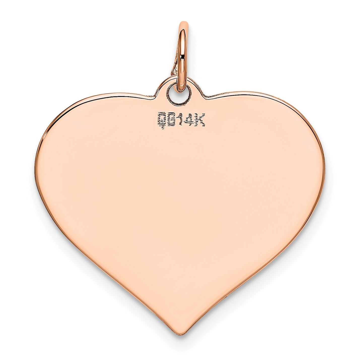 14K Rose Gold Polished Engravable 24mm Heart Disc Pendant