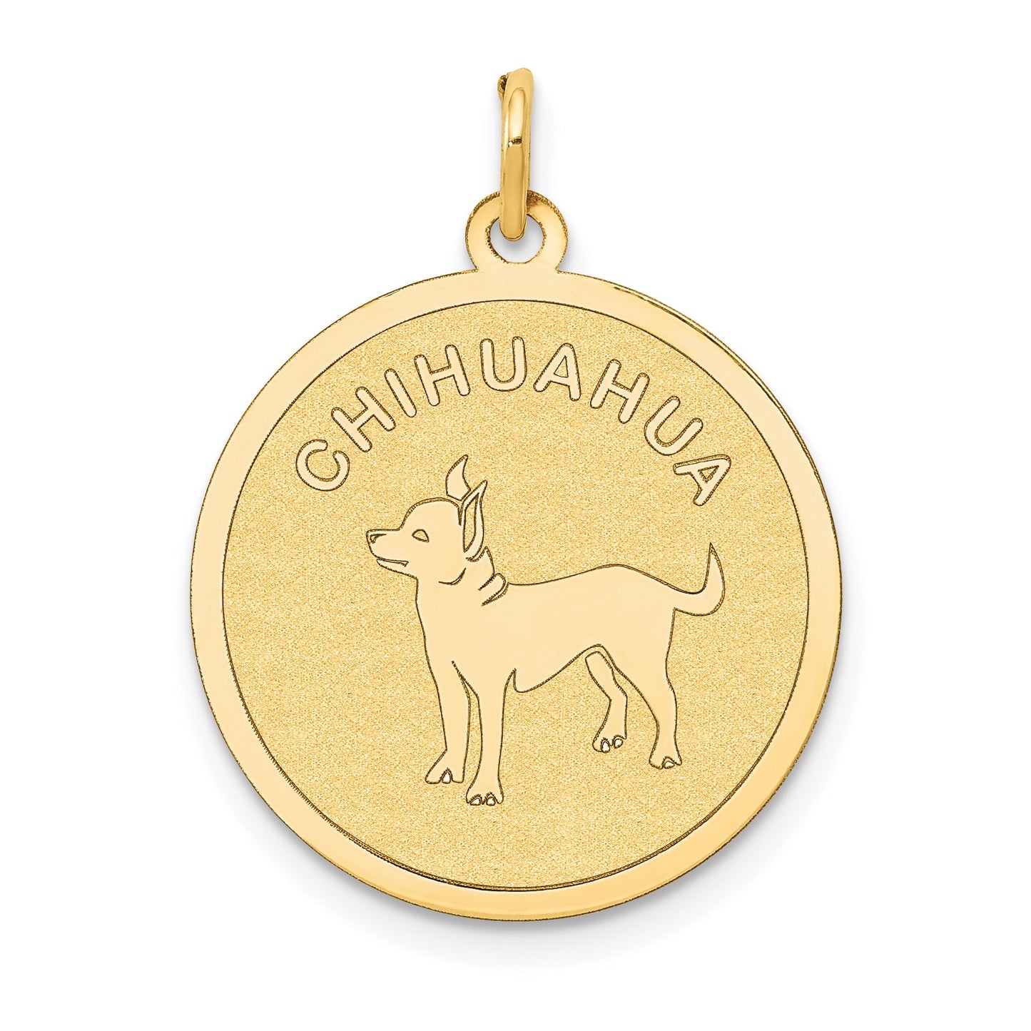 14k CHIHUAHUA 20mm Engravable Disc Dog Charm