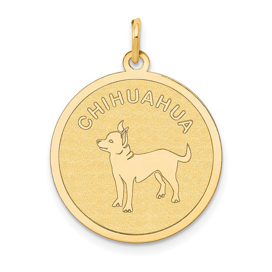 14k CHIHUAHUA 20mm Engravable Disc Dog Charm