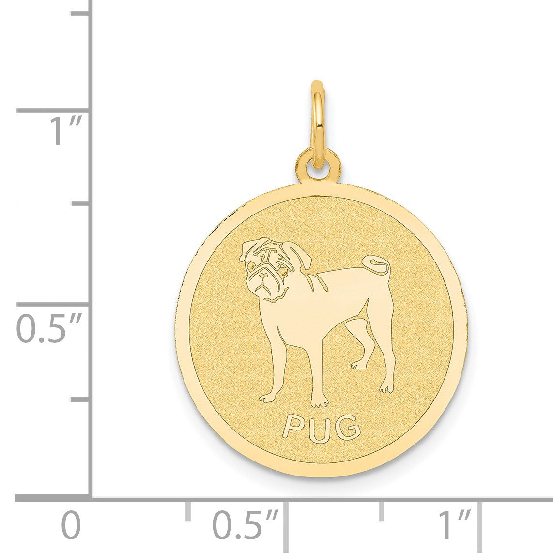 14k PUG 20mm Engravable Disc Dog Charm