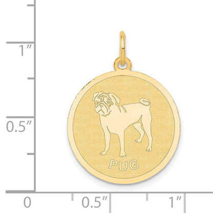 14k PUG 20mm Engravable Disc Dog Charm