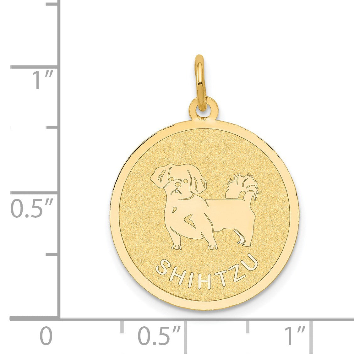 14k SHIH TZU 20mm Engravable Disc Dog Charm
