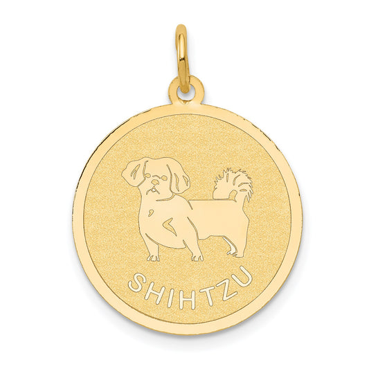 14k SHIH TZU 20mm Engravable Disc Dog Charm