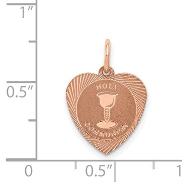 14k Rose Gold HOLY COMMUNION Heart Disc Charm