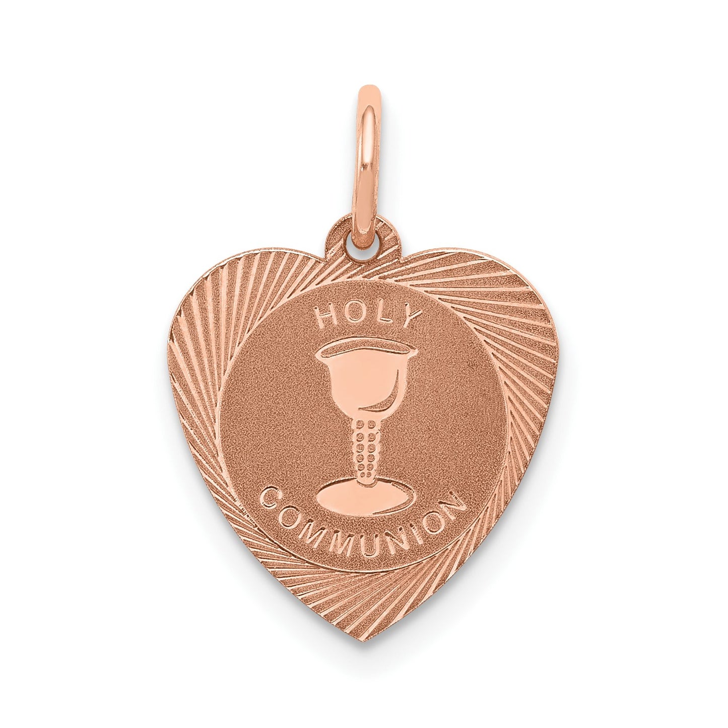14k Rose Gold HOLY COMMUNION Heart Disc Charm