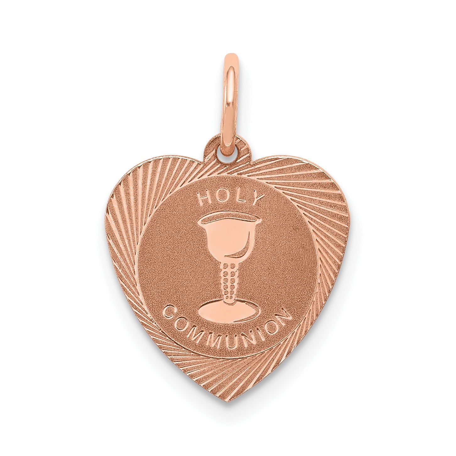 14k Rose Gold HOLY COMMUNION Heart Disc Charm