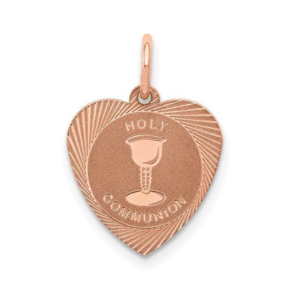 14k Rose Gold HOLY COMMUNION Heart Disc Charm