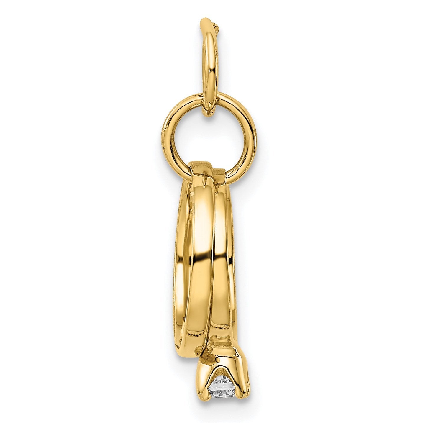 14k White Gold Polished 3-D CZ Wedding Rings Charm