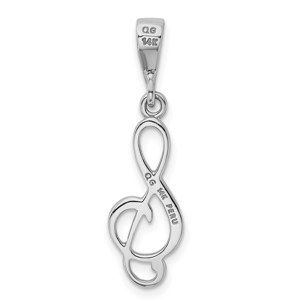 14K White Gold Treble Clef Pendant