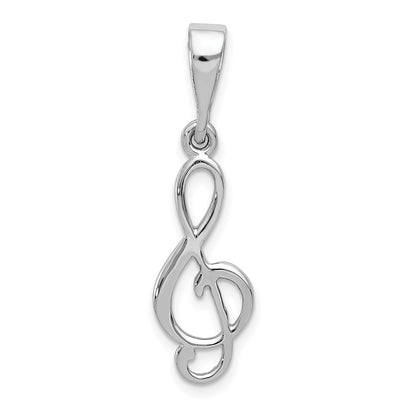 14K White Gold Treble Clef Pendant