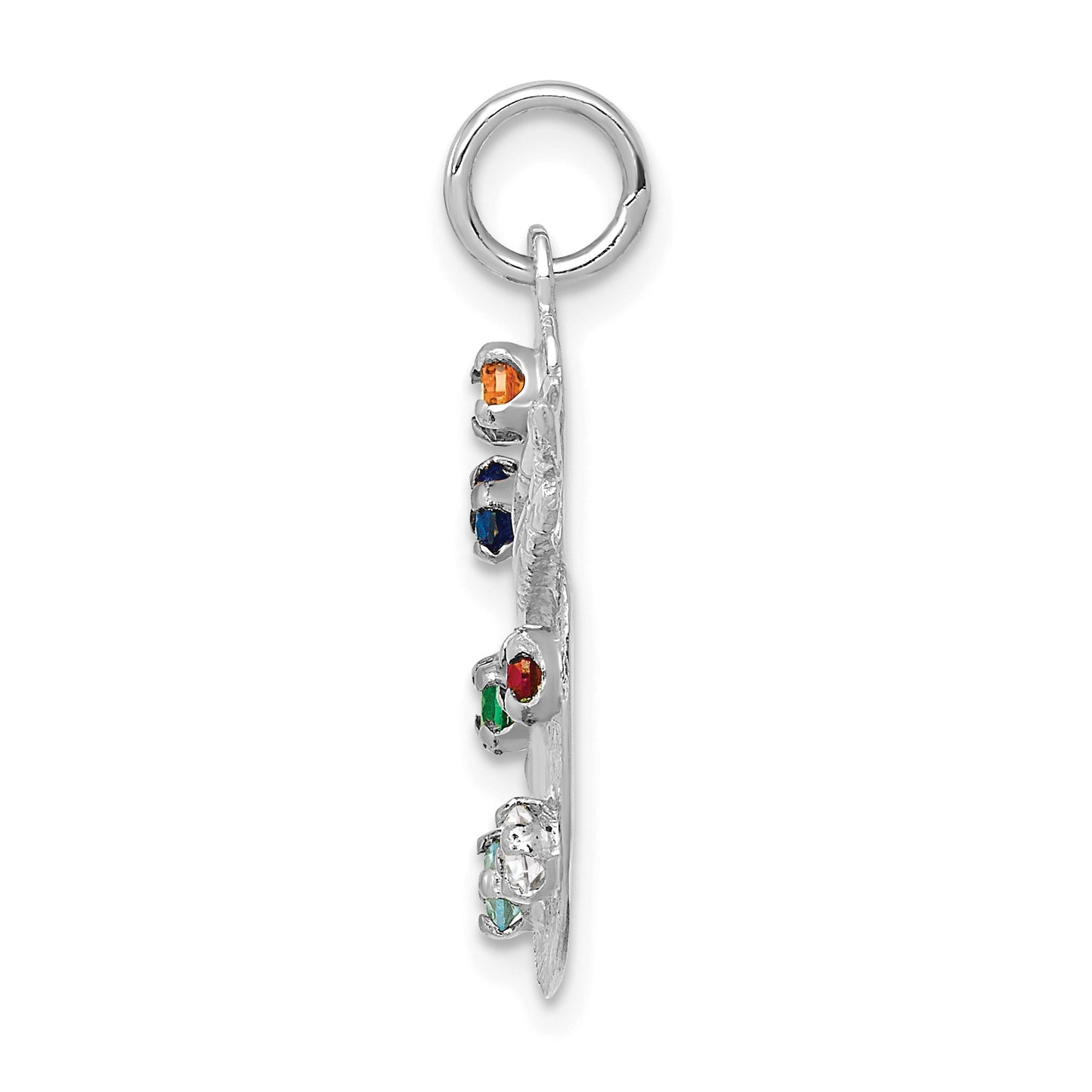 14k White Gold Multi-color CZ Stones Artist Palette Charm