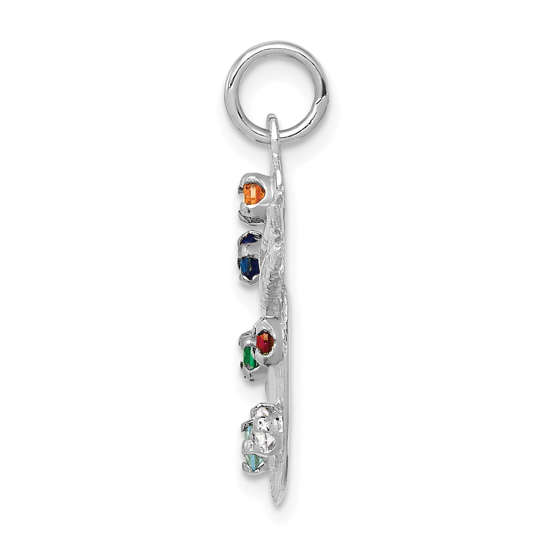14k White Gold Multi-color CZ Stones Artist Palette Charm