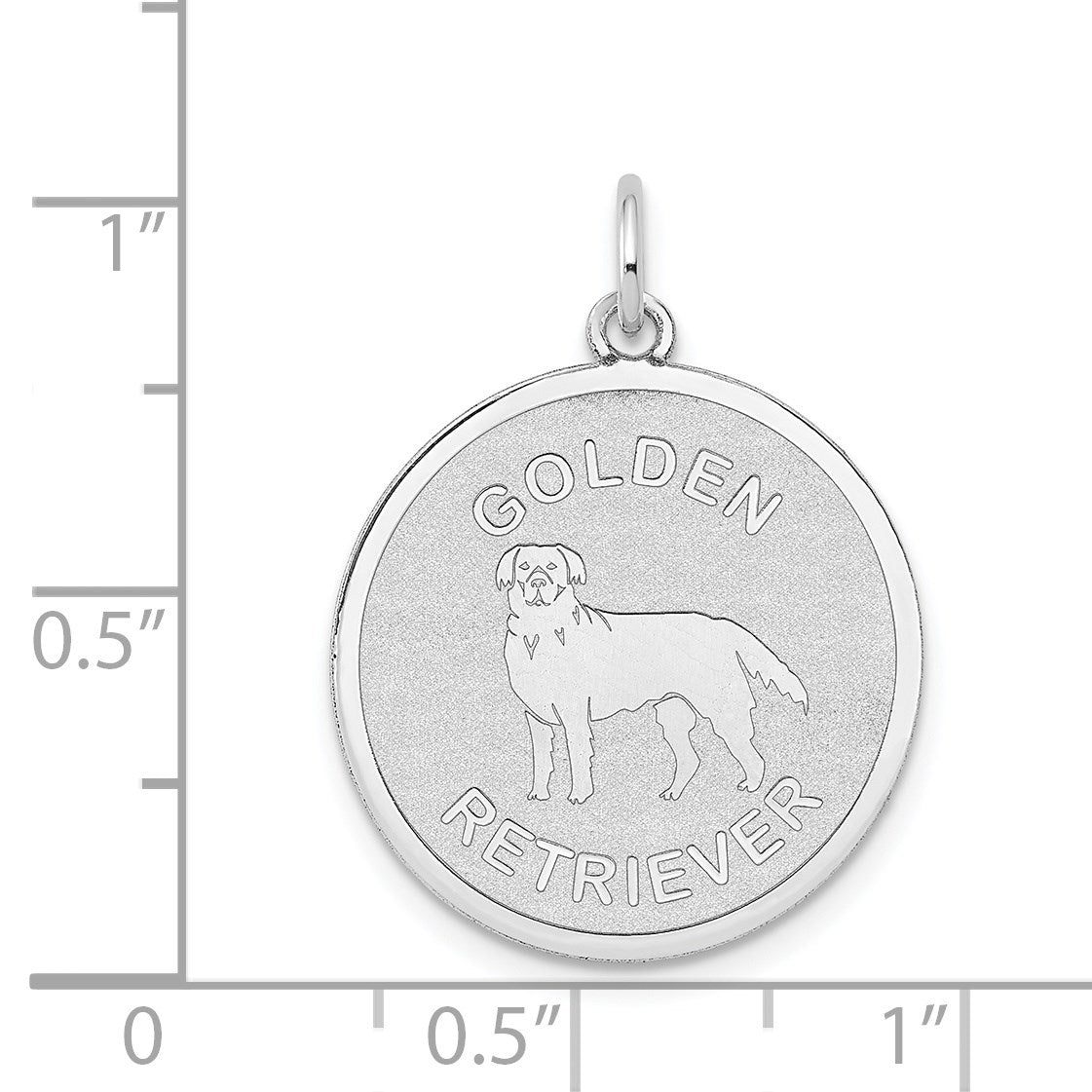 14k White Gold GOLDEN RETRIEVER 20mm Engravable Disc Dog Charm