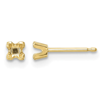 14k 2.75mm Princess Cut Stud Earring Mountings