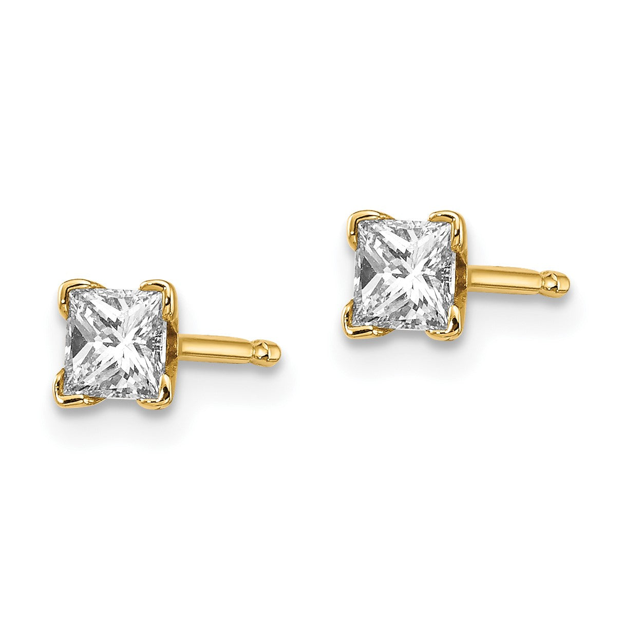 14k AA Quality Complete Princess-cut Diamond Stud Earrings