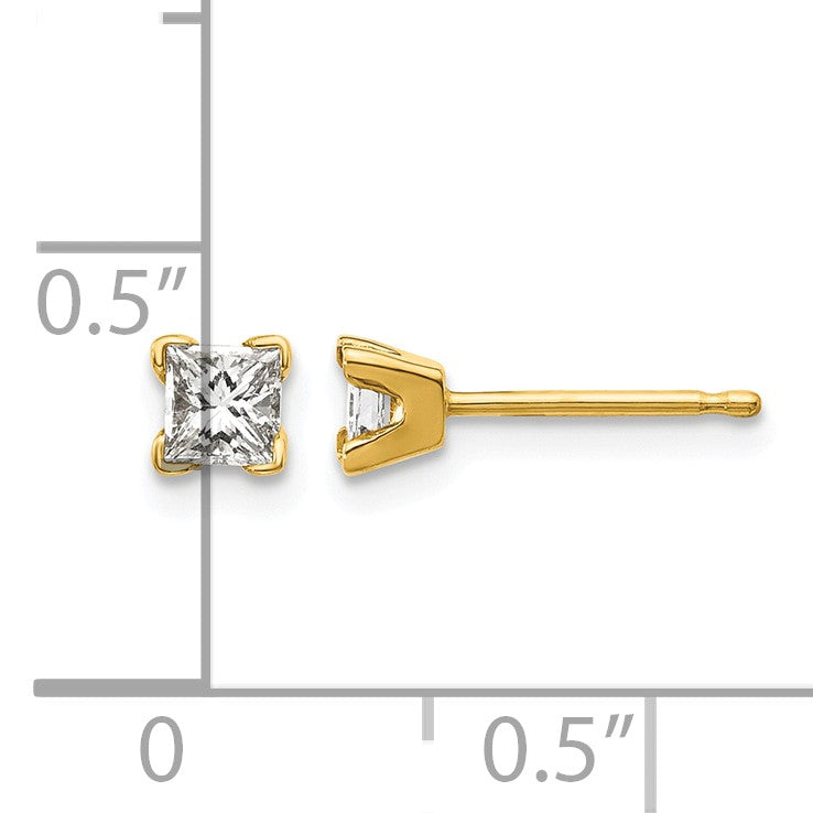14k AA Quality Complete Princess-cut Diamond Stud Earrings