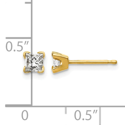 14k AA Quality Complete Princess-cut Diamond Stud Earrings