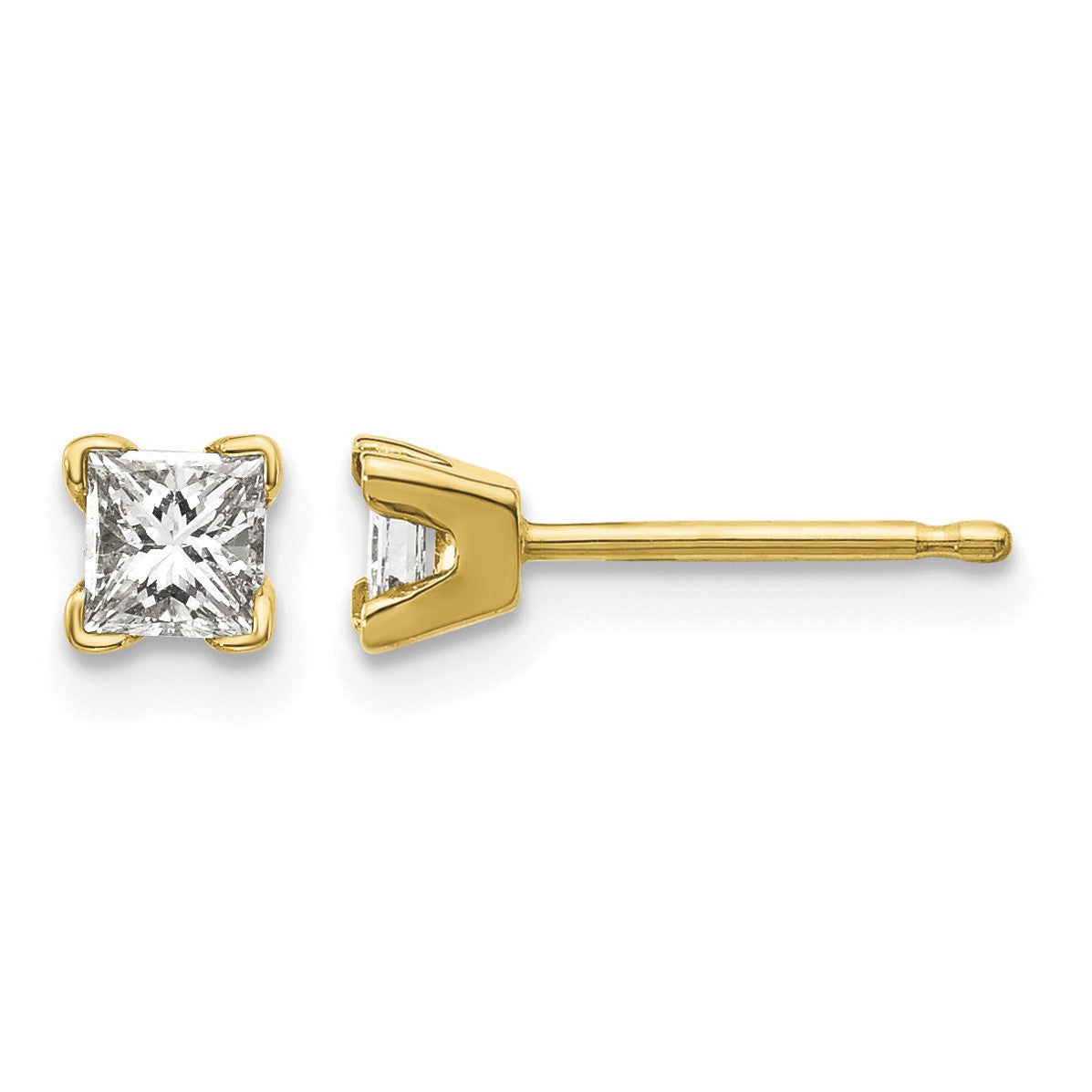14k AAA Quality Complete Princess-cut Diamond Earrings