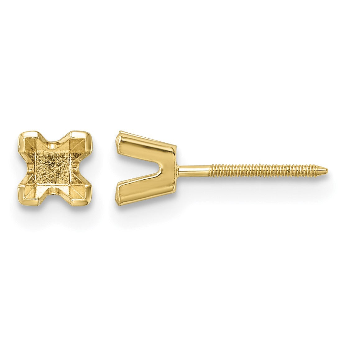 14k 3.5mm Princess-cut Stud Earring Mountings