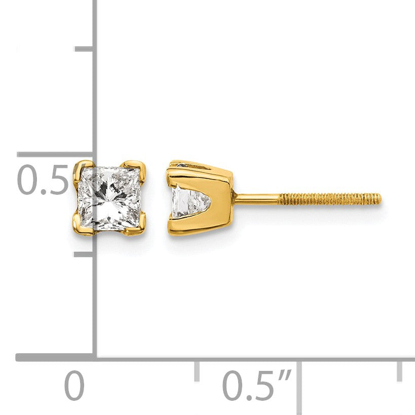 14k AAA Quality Complete Princess-cut Diamond Earrings