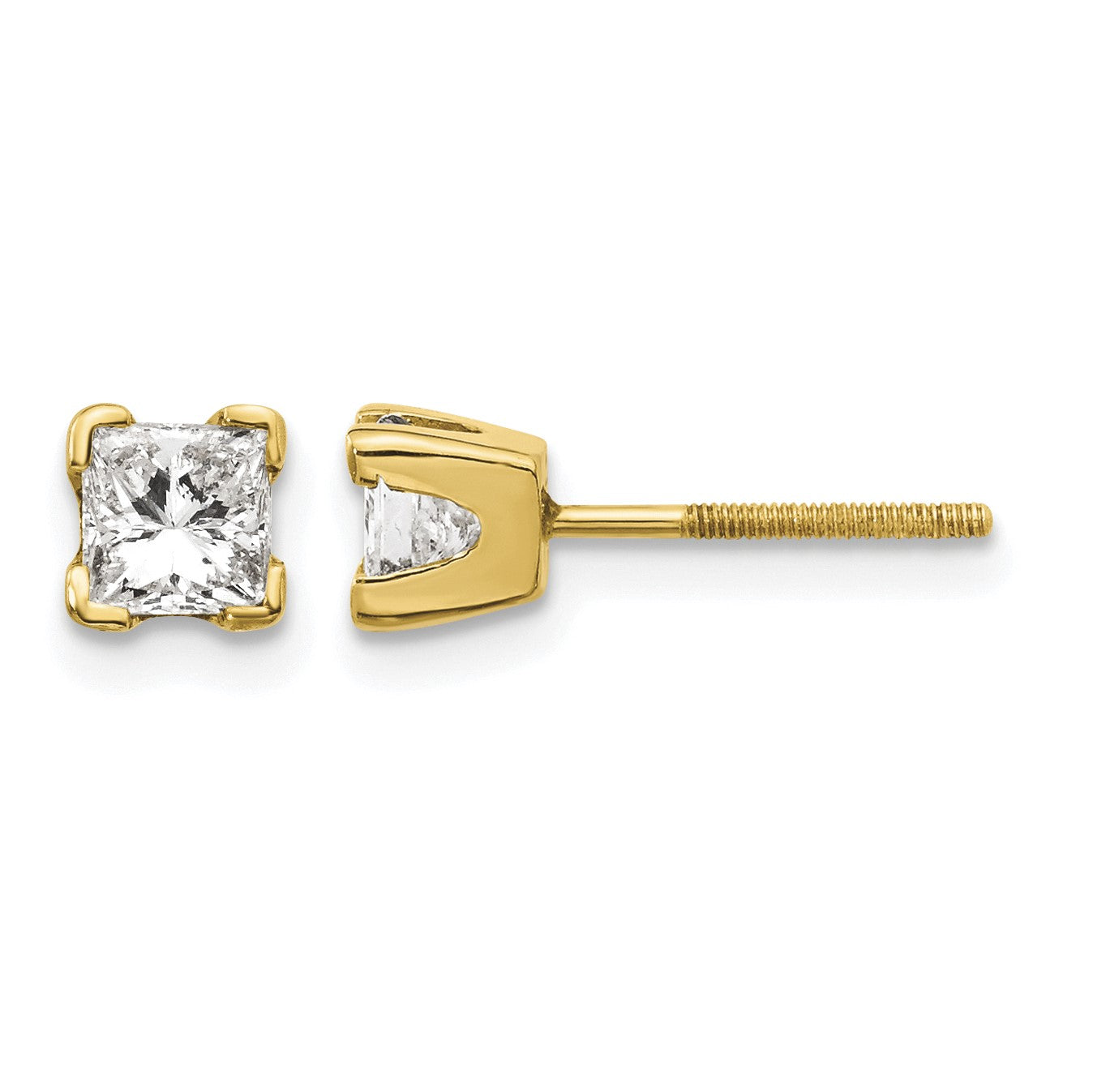14k AAA Quality Complete Princess-cut Diamond Earrings