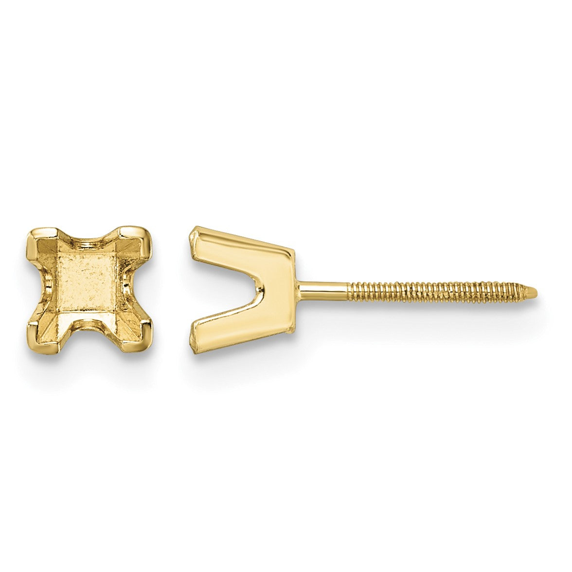 14k 3.75mm Princess-cut Stud Earring Mountings