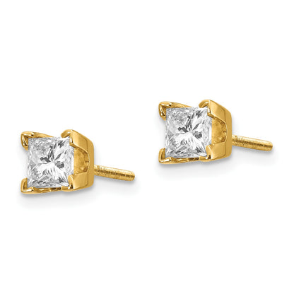 14k AA Quality Complete Princess-cut Diamond Stud Earrings