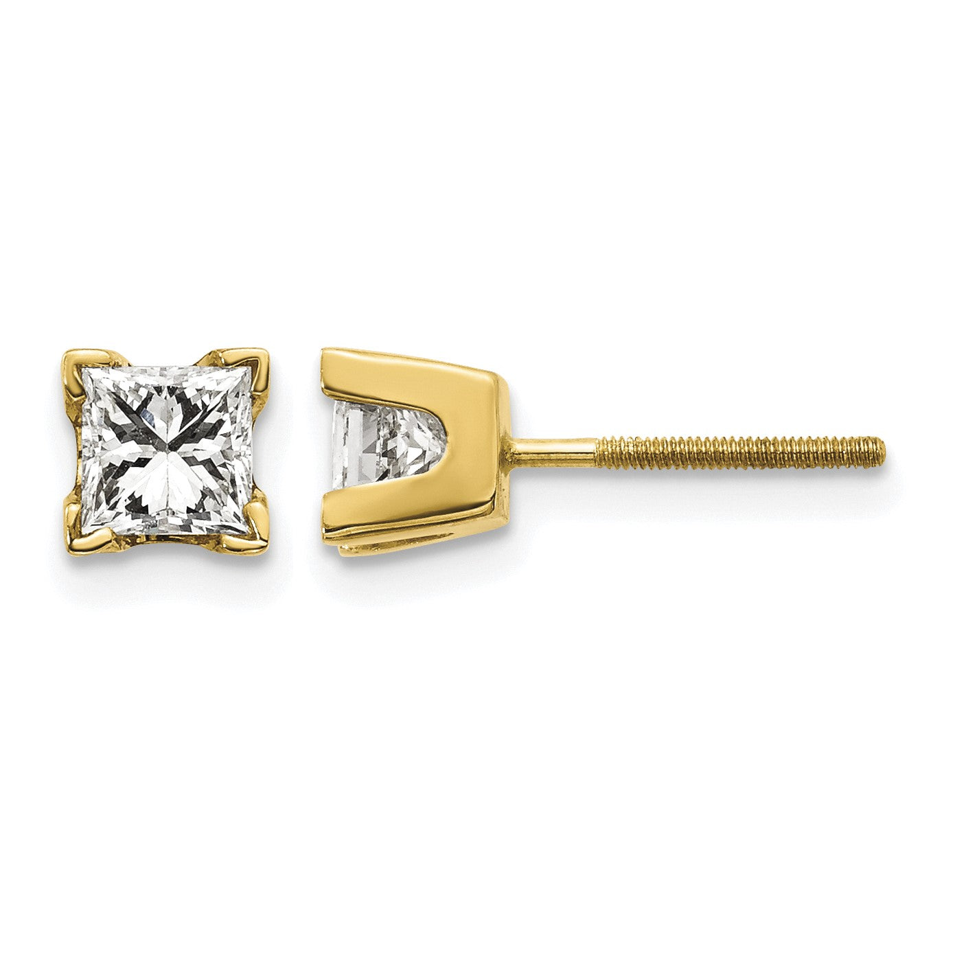 14k AAA Quality Complete Princess-cut Diamond Earrings