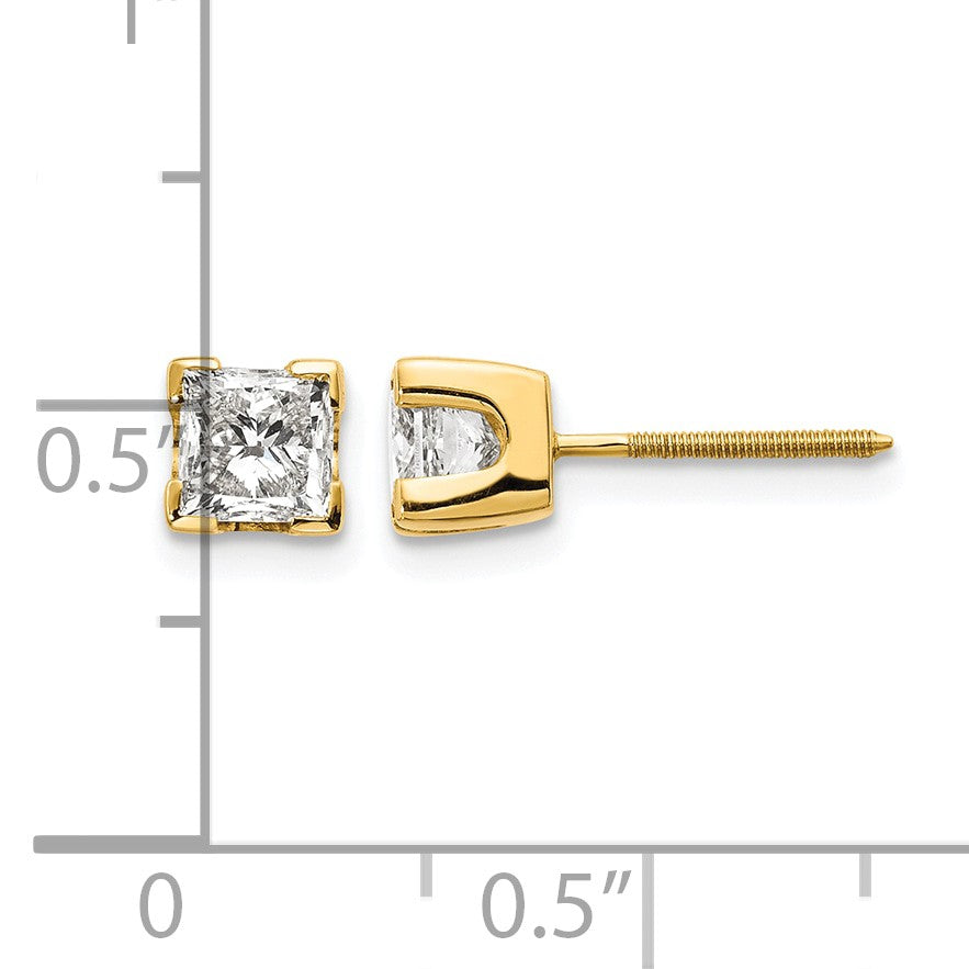 14k 5mm Princess-cut Stud Earring Mountings