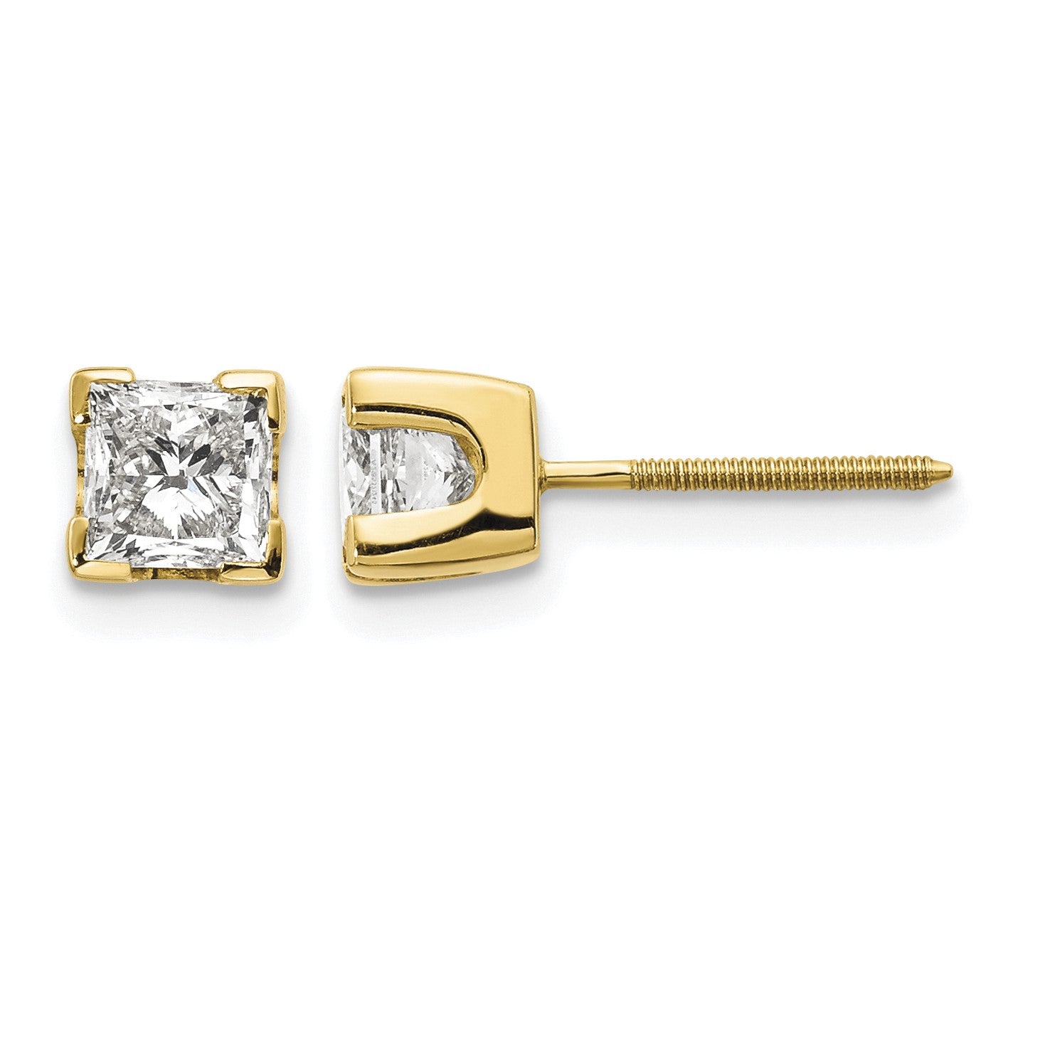 14k 5mm Princess-cut Stud Earring Mountings
