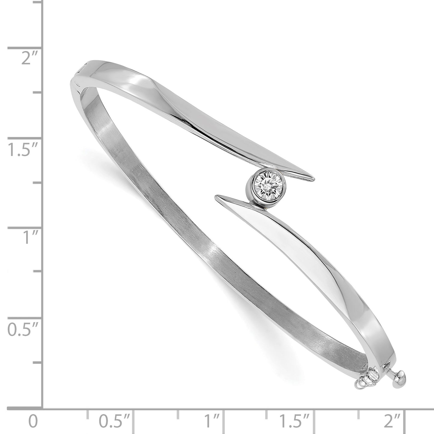 14k White Gold Holds 1/4 carat 4.0mm Round Stone Hinged Oval Bangle Bracelet Mounting