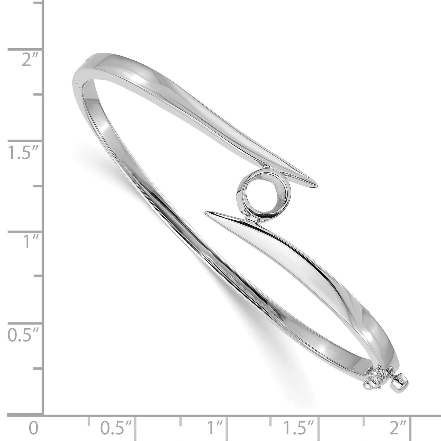 14k White Gold Holds 1 carat 6.0mm Round Stone Hinged Oval Bangle Bracelet Mounting