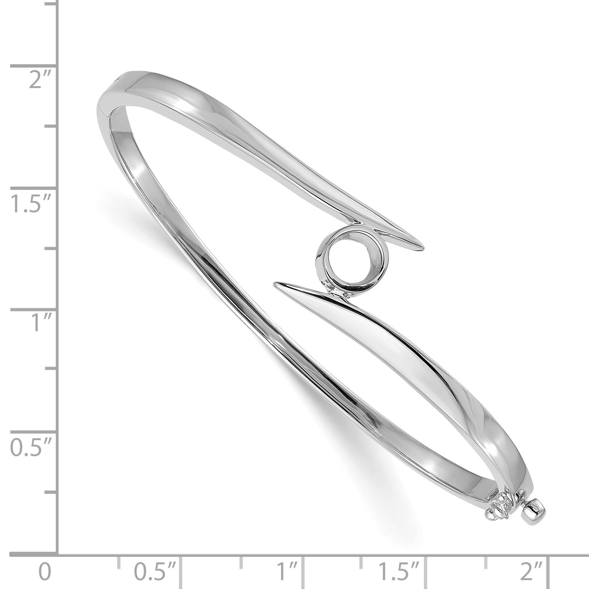 14k White Gold Holds 1 carat 6.0mm Round Stone Hinged Oval Bangle Bracelet Mounting