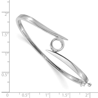 14k White Gold Holds 1 carat 6.5mm Round Stone Hinged Oval Bangle Bracelet Mounting
