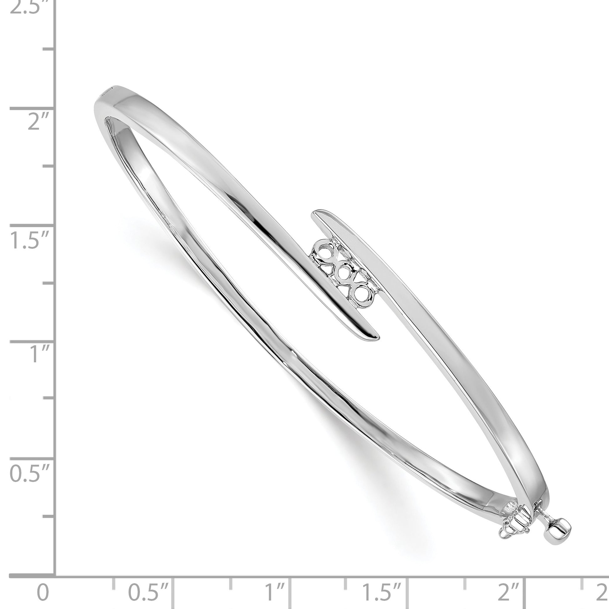 14k White Gold Holds 1/3 carat 3-3.0mm Round Stones Hinged Oval Bangle Bracelet Mounting