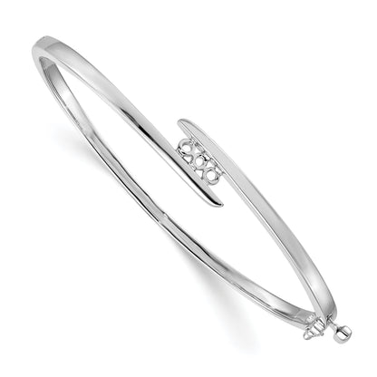14k White Gold Holds 1/3 carat 3-3.0mm Round Stones Hinged Oval Bangle Bracelet Mounting