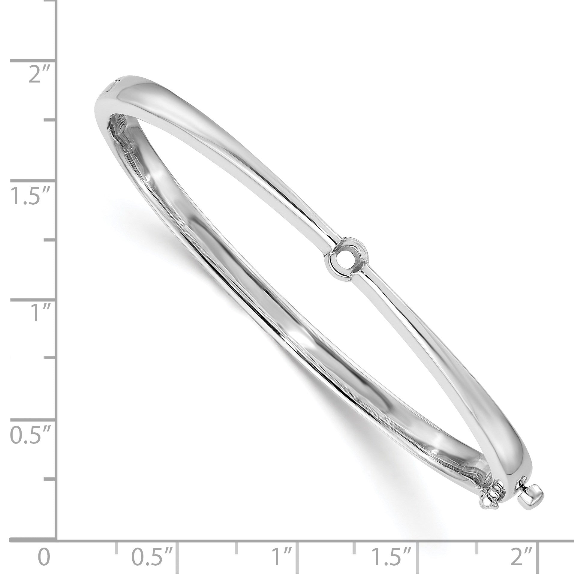 14k White Gold Holds 1/4 carat 4.0mm Round Stone Hinged Oval Bangle Bracelet Mounting