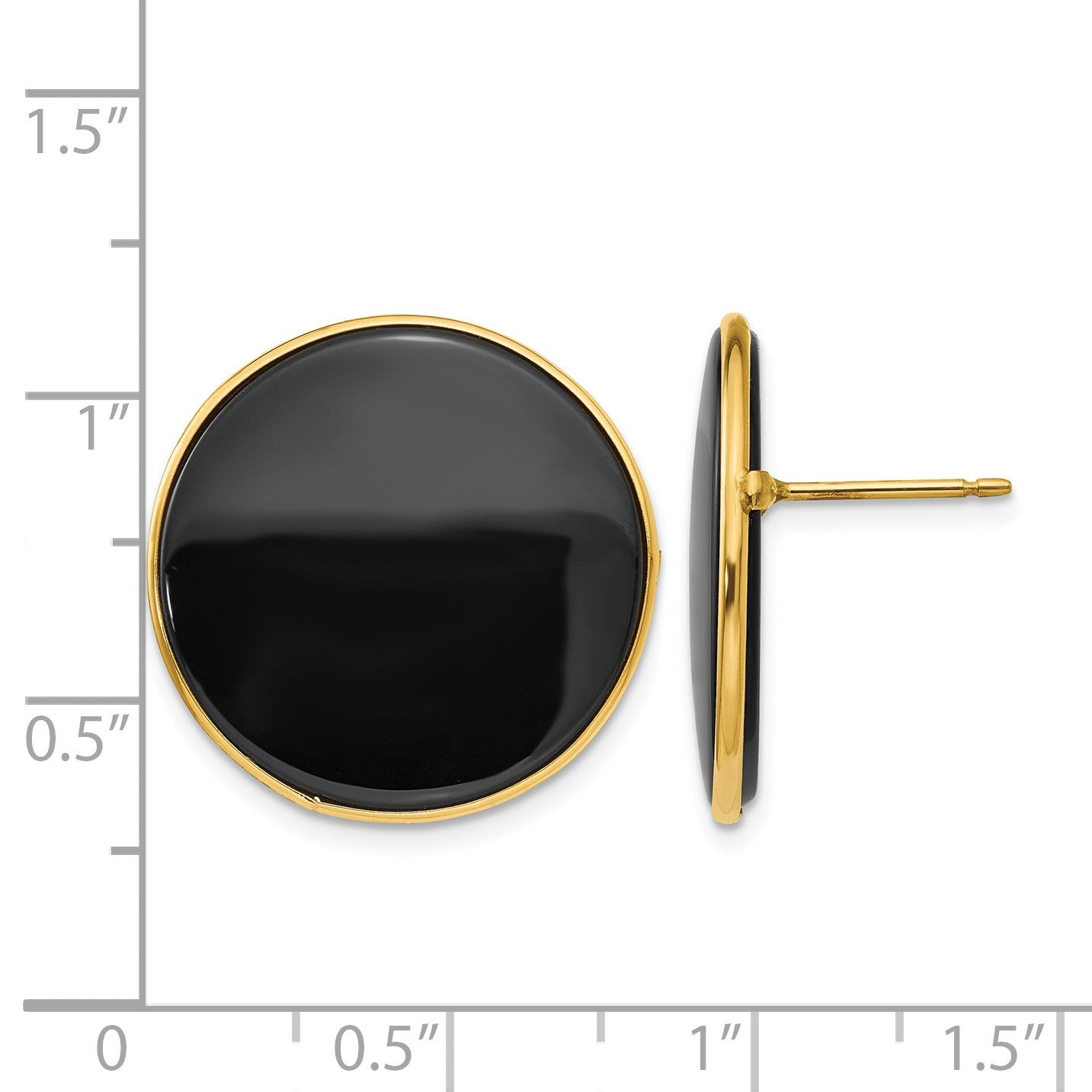 14k 21mm Round Black Onyx Post Earrings